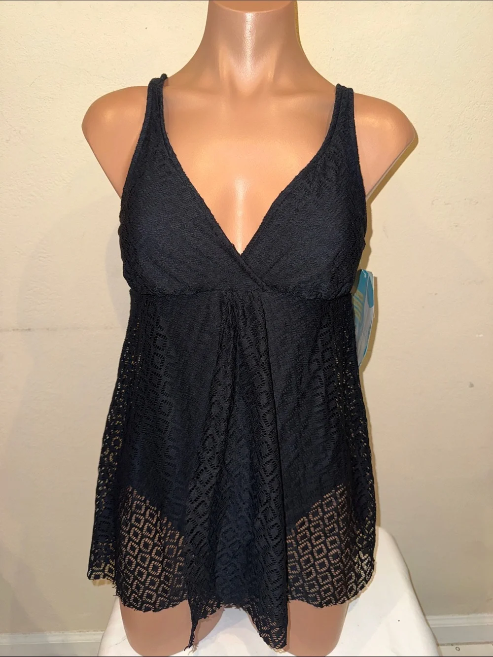 NWT Swim Solutions one piece swimsuit swim dress crochet - Picture 4 of 5